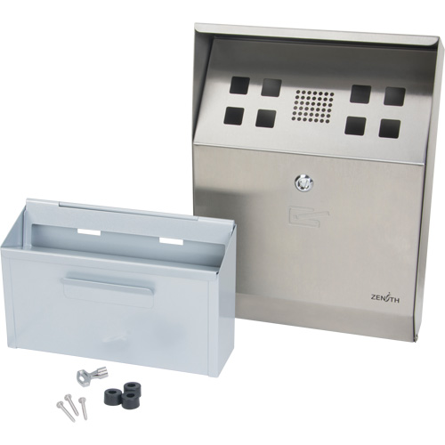 Smoking Receptacle, Wall-Mount, Stainless Steel, 1 Litre Capacity, 11-4/5" Height OCP Construction Supplies