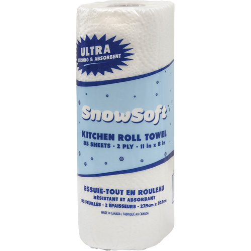 Essuie-tout pour cuisines de premi&egrave;re qualit&eacute; Snow Soft, 2 Pli, 85 Feuilles/rouleau, 8" la, 11" lo OCP Construction Supplies