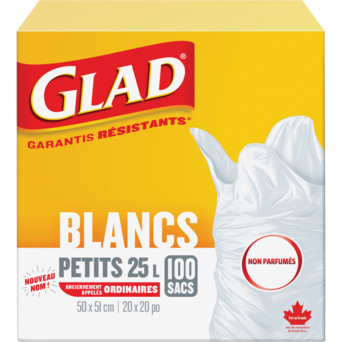 Small 25L Unscented Garbage Bags, Regular, 20" W x 20" L, White OCP Construction Supplies