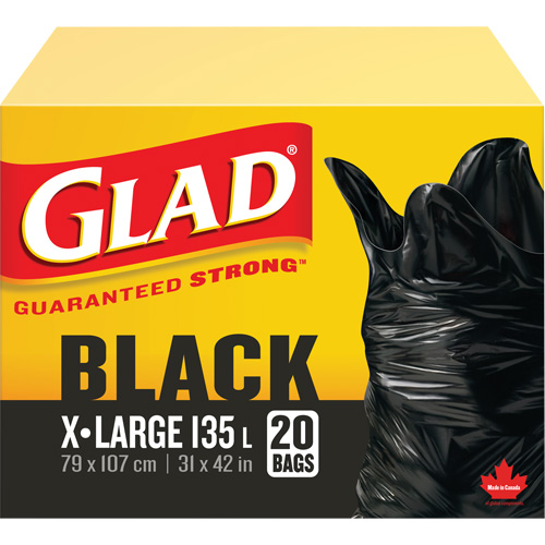 135L Garbage Bags, Regular, 31" W x 42" L, Black OCP Construction Supplies