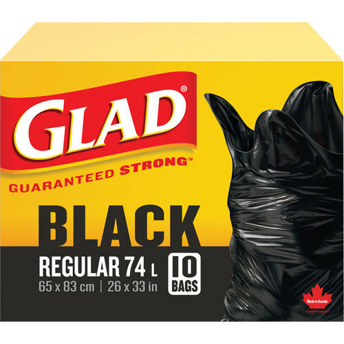 74L Garbage Bags, Regular, 26" W x 33" L, Black OCP Construction Supplies