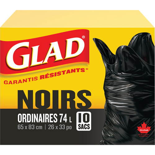 74L Garbage Bags, Regular, 26" W x 33" L, Black OCP Construction Supplies