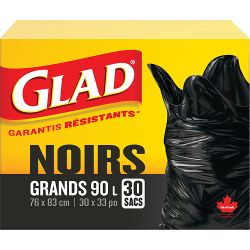 Sacs &agrave; ordures 90 L, R&eacute;gulier, 30" la x 33" lo, Noir OCP Construction Supplies