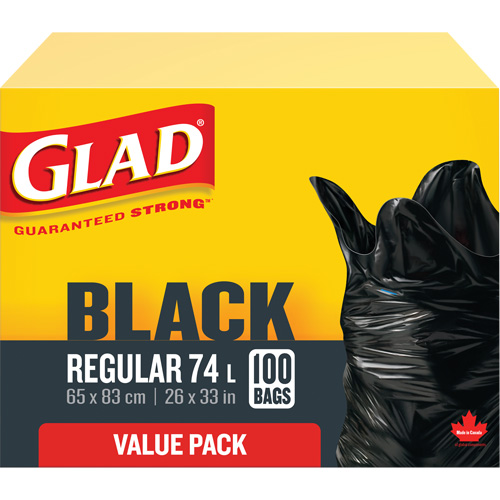 74L Garbage Bags, Regular, 26" W x 33" L, Black OCP Construction Supplies