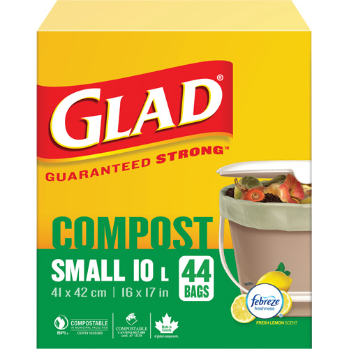 Small Compostable Bags, Regular, 17" L x 16" W, Brown, 10 L (3 Gal.) Capacity OCP Construction Supplies