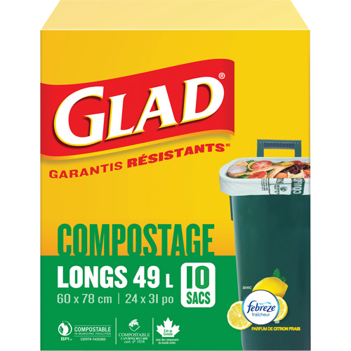 Tall Compostable Bags, Regular, 31" L x 24" W, Brown, 49 L (13 Gal.) Capacity OCP Construction Supplies