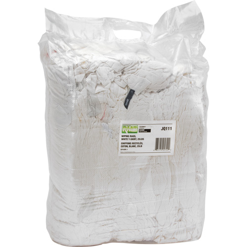 Chiffons fabriqu&eacute;s &agrave; partir de mat&eacute;riaux recycl&eacute;s, Coton, Blanc, 25 lb OCP Construction Supplies