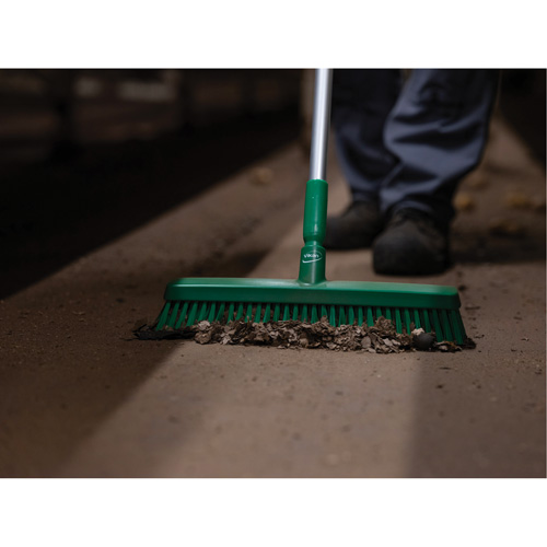 Push Broom Head, Fine/Stiff Bristles, 16-1/2", Polyester/Polypropylene, Green OCP Construction Supplies