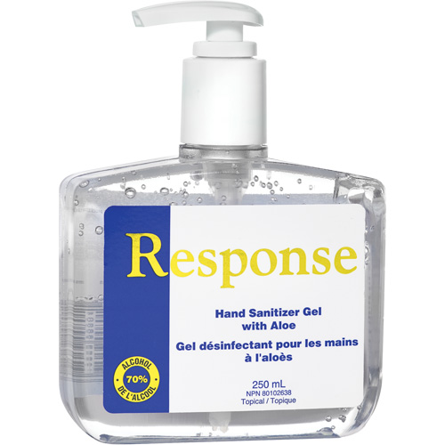 Response&reg; Hand Sanitizer Gel with Aloe, 250 ml, Pump Bottle, 70% Alcohol OCP Construction Supplies