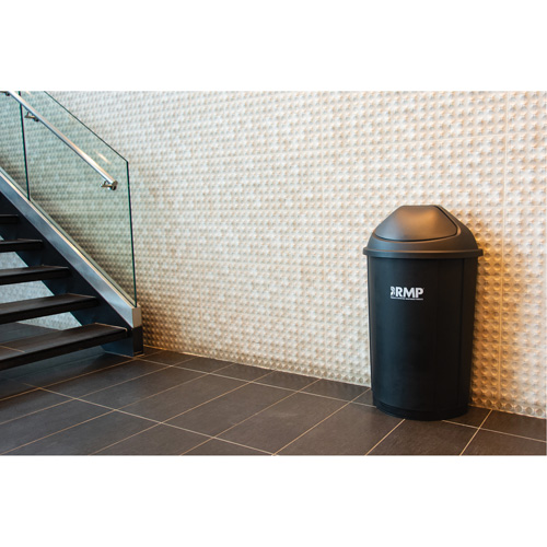 Bac &agrave; d&eacute;chets demi-rond avec couvercle, Poly&eacute;thyl&egrave;ne, 21 gal. US OCP Construction Supplies