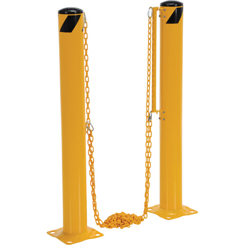 Dock Chain Barrier Bollard System, Steel, 42" H x 6-5/8" W, Yellow OCP Construction Supplies