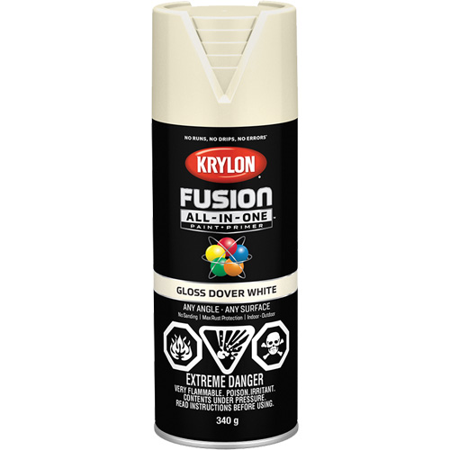 Peinture &agrave; pulv&eacute;riser tout en un Fusion, Blanc Dover, Brillant, 12 oz, Canette a&eacute;rosol OCP Construction Supplies