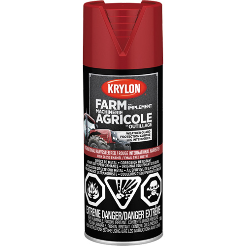 Peinture en a&eacute;rosol pour la ferme et l'&eacute;quipement, Rouge International Harvester, Tr&egrave;s brillant, 340 g, Canette a&eacute;rosol OCP Construction Supplies
