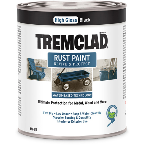 Peinture antirouille &agrave; base d'eau Tremclad, 946 ml, Canette, Noir OCP Construction Supplies