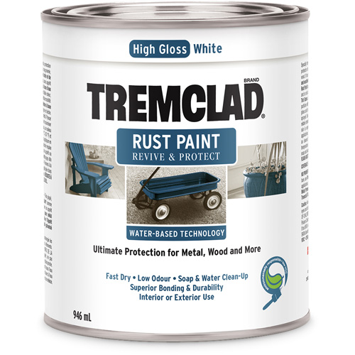 Peinture antirouille &agrave; base d'eau Tremclad, 946 ml, Canette, Blanc OCP Construction Supplies