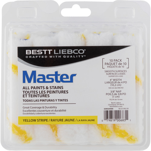 Mini rouleaux &agrave; bande jaune Stripe, Nap 10 mm (3/8"), 101,6 mm (4") l OCP Construction Supplies