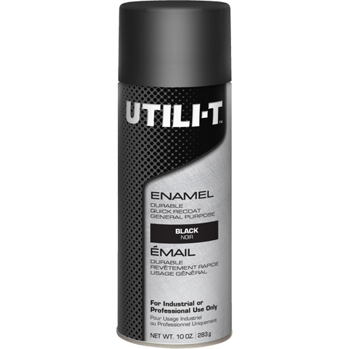 UTILI-T General Purpose Enamel Spray Paint, Black, Gloss, 10 oz./283 g, Aerosol Can OCP Construction Supplies