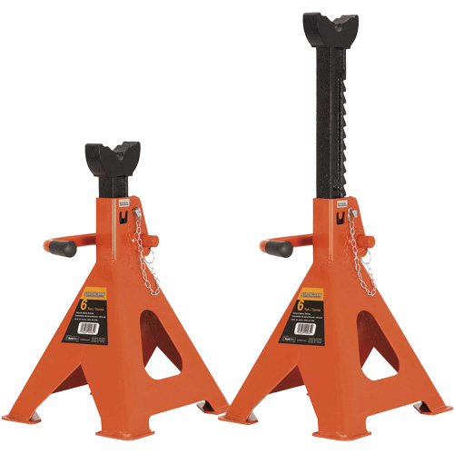 856A Jack Stands, Locking Handle/Ratchet, 6 Ton(s) Capacity, 15-1/2" - 24" H OCP Construction Supplies