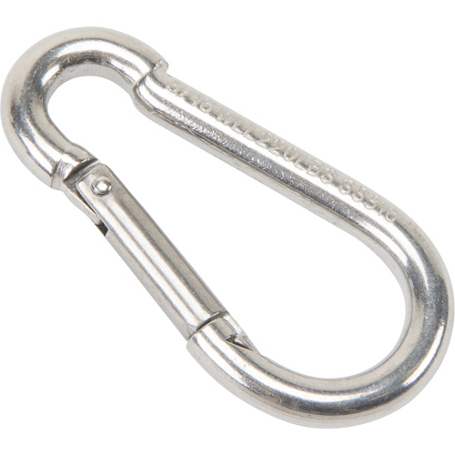 Mousqueton en acier inoxydable, 220 lb (0,11 tonne) Charge d'utilisation max., 3/16" Taille, 5/16" Oeil OCP Construction Supplies