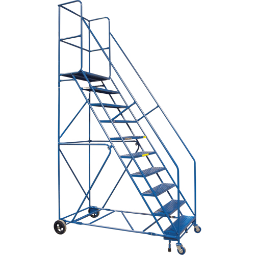 CSA-Certified Rolling Step Ladder with Locking Step, 10 Steps, 30" Step Width, 89" Platform Height, Steel OCP Construction Supplies