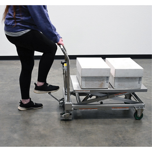 Hydraulic Scissor Lift Table, 31-1/2" L x 19-1/2" W, Stainless Steel, 550 lbs. Capacity OCP Construction Supplies