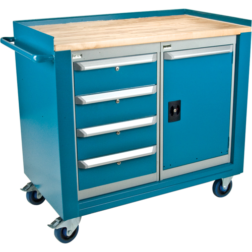 Industrial Duty Mobile Service Workbenches, Wood Surface OCP Construction Supplies