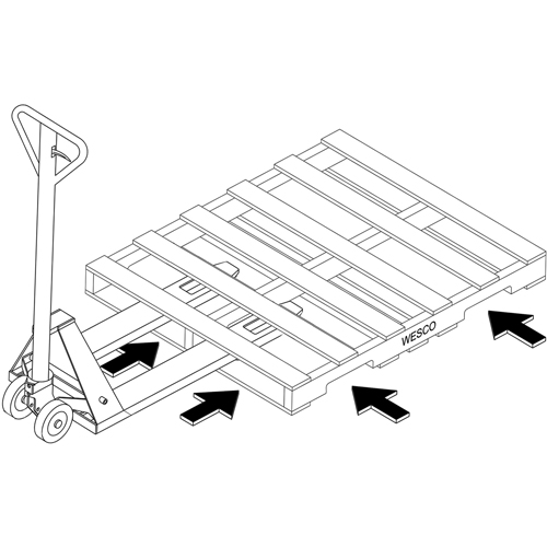 Transpalette hydraulique &agrave; 4 entr&eacute;es, 48" l x 7" la, Capacit&eacute; 4000 lb OCP Construction Supplies