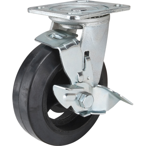 Mold-on Caster, Swivel with Brake, 6" (152.4 mm), Rubber, 550 lbs. (249 kg.) OCP Construction Supplies