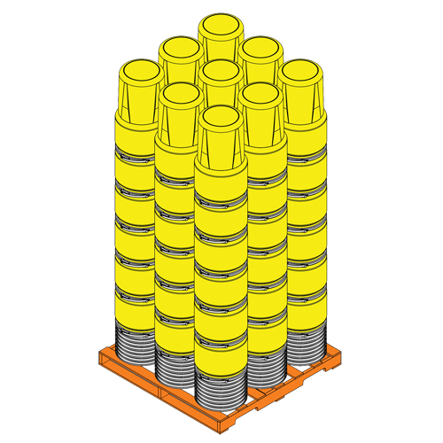 Nestable Polyethylene Drum, 14 US gal (11.7 imp. gal.), Open Top, Yellow OCP Construction Supplies