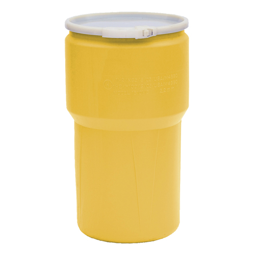 Nestable Polyethylene Drum, 14 US gal (11.7 imp. gal.), Open Top, Yellow OCP Construction Supplies