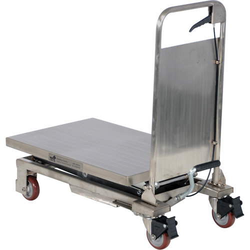 Manual Hydraulic Scissor Lift Table, 27-1/2" L x 17-3/4" W, Partial Stainless Steel, 220 lbs. Capacity OCP Construction Supplies