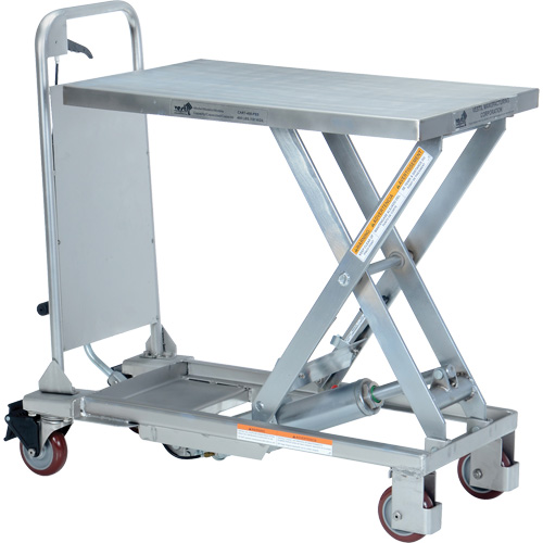 Manual Hydraulic Scissor Lift Table, 27-1/2" L x 17-5/8" W, Partial Stainless Steel, 400 lbs. Capacity OCP Construction Supplies