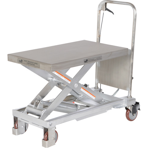 Manual Hydraulic Scissor Lift Table, 32-1/2" L x 19-1/2 W, Partial Stainless Steel, 1000 lbs. Capacity OCP Construction Supplies