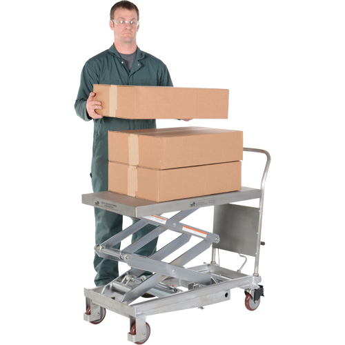 Manual Hydraulic Scissor Lift Table, 35-1/2" L x 20" W, Partial Stainless Steel, 800 lbs. Capacity OCP Construction Supplies