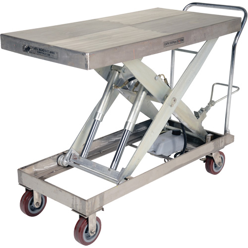 Manual Hydraulic Scissor Lift Table, 47" L x 24" W, Partial Stainless Steel, 2000 lbs. Capacity OCP Construction Supplies