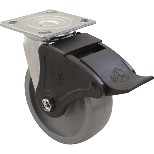 Max9 Caster, Swivel, 6" (152.4 mm), Envirothane Grey-WOW, 1100 lbs. (498.95 kg.) OCP Construction Supplies