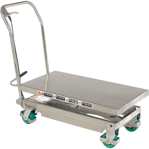 Manual Hydraulic Scissor Lift Table, 36-1/4" L x 19-3/8" W, Stainless Steel, 600 lbs. Capacity OCP Construction Supplies