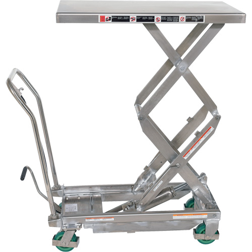 Manual Hydraulic Scissor Lift Table, 36-1/4" L x 19-3/8" W, Stainless Steel, 600 lbs. Capacity OCP Construction Supplies