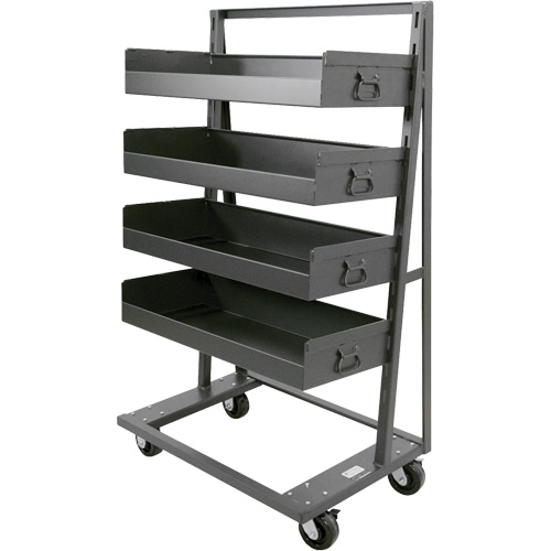 Chariot &agrave; cadre en A robuste &agrave; un c&ocirc;t&eacute; avec 4 grands plateaux &agrave; rebord, 38" x 25" x 63", Capacit&eacute; 2500 lb OCP Construction Supplies