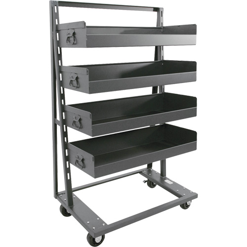 Chariot &agrave; cadre en A robuste &agrave; un c&ocirc;t&eacute; avec 4 grands plateaux &agrave; rebord, 38" x 25" x 63", Capacit&eacute; 2500 lb OCP Construction Supplies