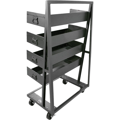 Chariot &agrave; cadre en A robuste &agrave; un c&ocirc;t&eacute; avec 4 grands plateaux &agrave; rebord, 38" x 25" x 63", Capacit&eacute; 2500 lb OCP Construction Supplies