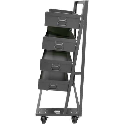 Chariot &agrave; cadre en A robuste &agrave; un c&ocirc;t&eacute; avec 4 grands plateaux &agrave; rebord, 38" x 25" x 63", Capacit&eacute; 2500 lb OCP Construction Supplies
