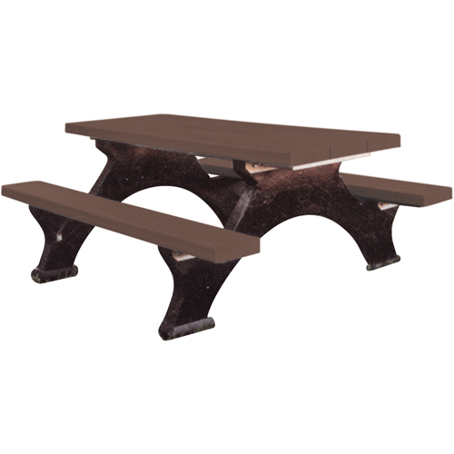 Recycled Plastic Picnic Tables, 6' L x 62-1/4" W, Brown OCP Construction Supplies