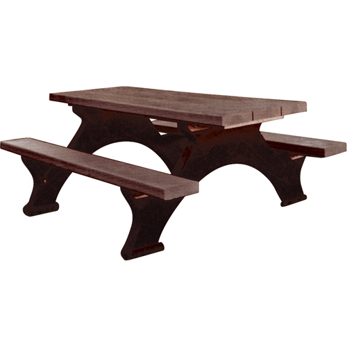 Recycled Plastic Picnic Tables, 8' L x 61-1/2" W, Brown OCP Construction Supplies