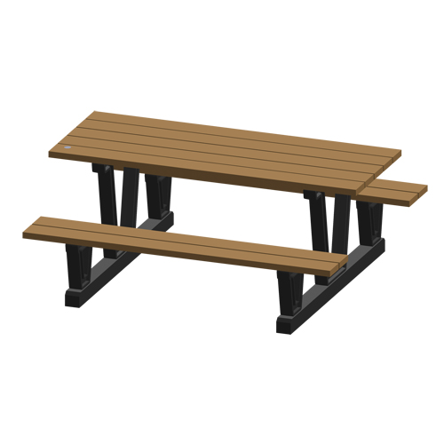 Recycled Plastic Outdoor Picnic Tables, 72" L x 60-5/16" W, Redwood OCP Construction Supplies