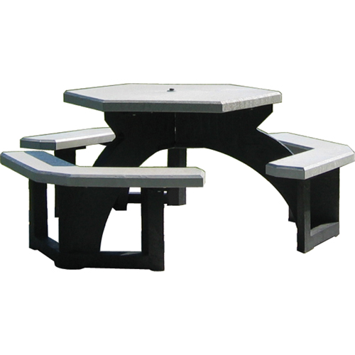 Tables de pique-nique hexagonales en plastique recycl&eacute;, 78" lo x 78" la, Gris OCP Construction Supplies