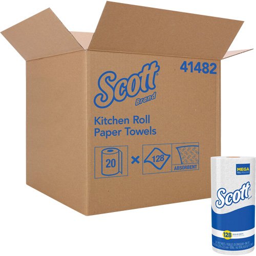 Rouleau de chiffons de cuisine Scott, 1 Pli, 128 Feuilles/rouleau, 11" la, 8,78" lo OCP Construction Supplies