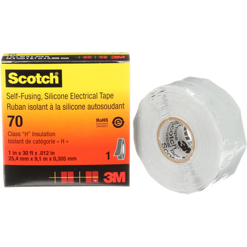 Scotch&reg; Self-Fusing Silicone Rubber Electrical Tape, 25.4 mm (1") x 9 m (30'), Grey, 12 mils OCP Construction Supplies