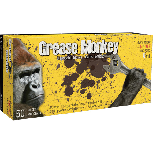Gants Grease Monkey, Grand, Nitrile, 8 mils, Sans poudre, Noir OCP Construction Supplies