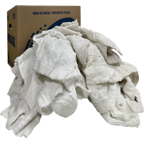 Wiper Rags Box, Terrycloth, White, 10 lbs. OCP Construction Supplies